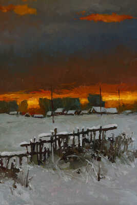 Быков Виктор Александрович. Вечер на окраине деревни 